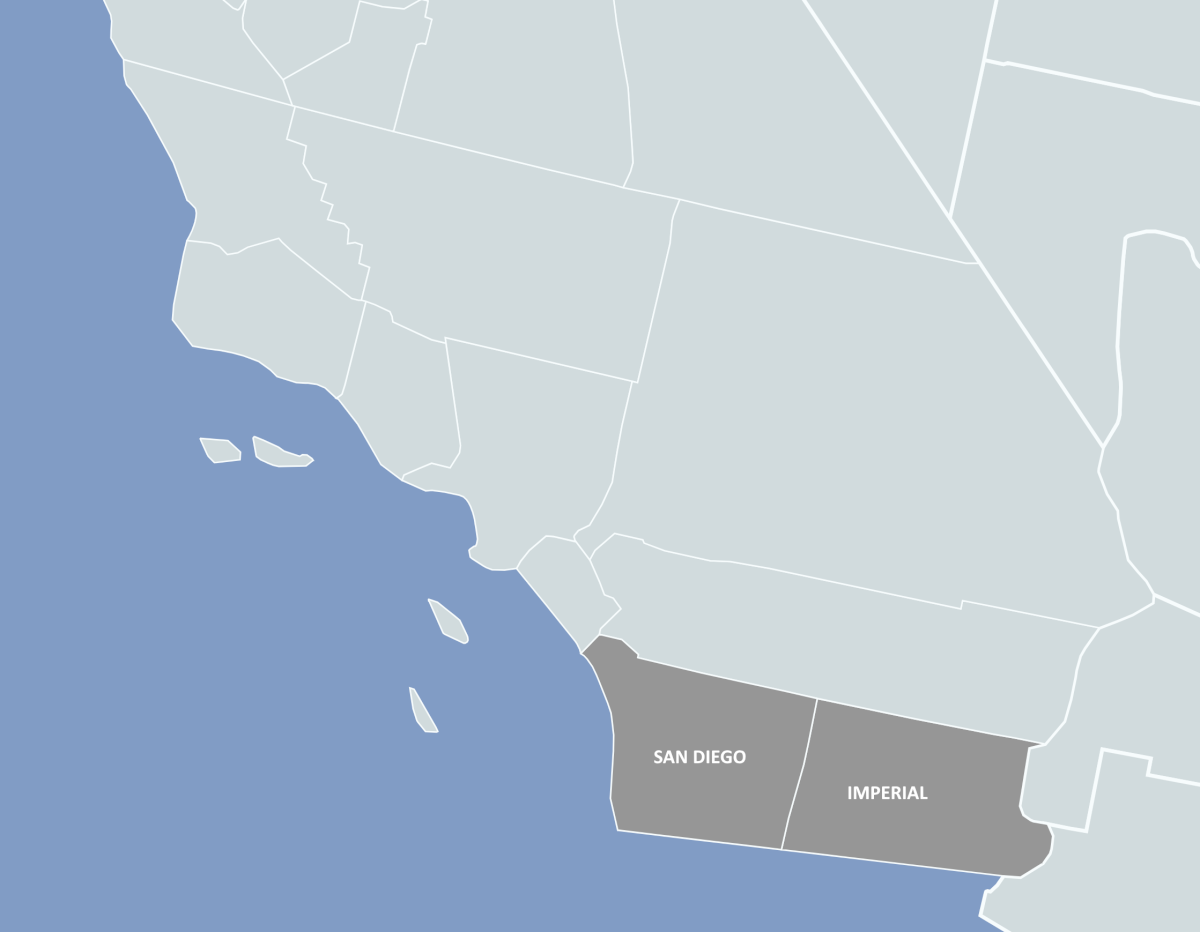 San Diego and Imperial Counties serviced by the SoCal VBOC